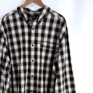 Filson Button Down Shirt Black White Yellow Plaid Cotton XXL Long Sleeve Mens